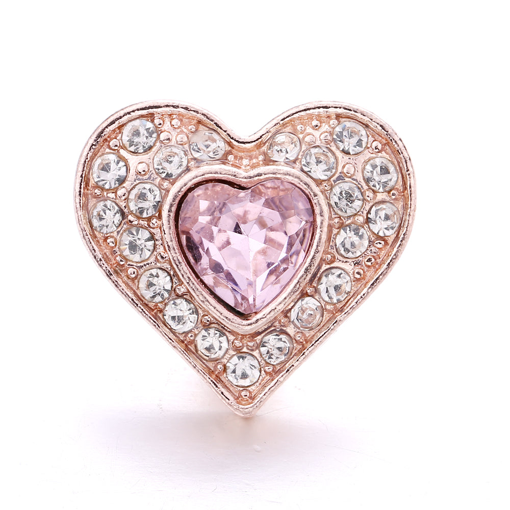 Pink Rhinestone Snap Pendant Necklace for Women – Sparkling Crystal Charm Jewelry