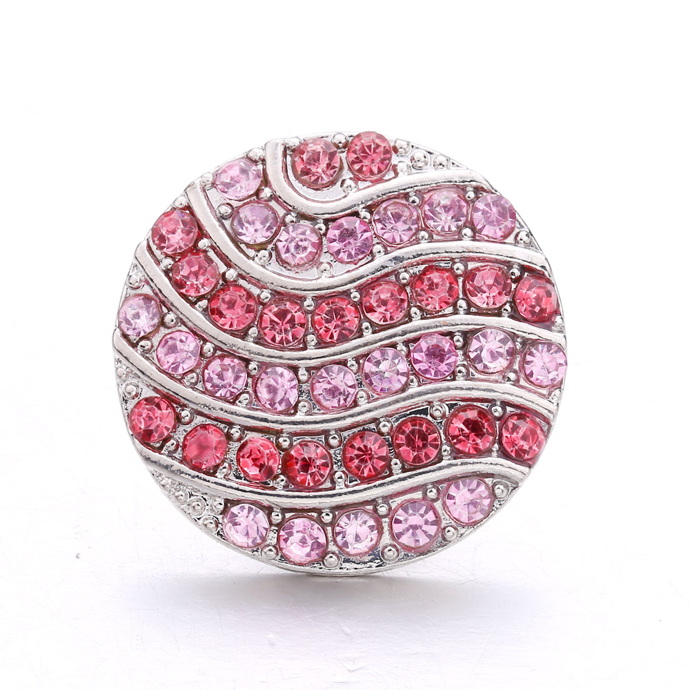 Pink Rhinestone Snap Pendant Necklace for Women – Sparkling Crystal Charm Jewelry