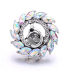 Sparkly Rhinestone Inlaid 18mm Snap Charms Zinc Alloy Charms