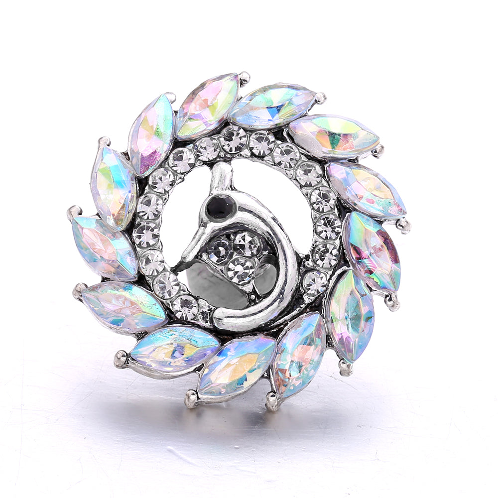 Sparkly Rhinestone Inlaid 18mm Snap Charms Zinc Alloy Charms