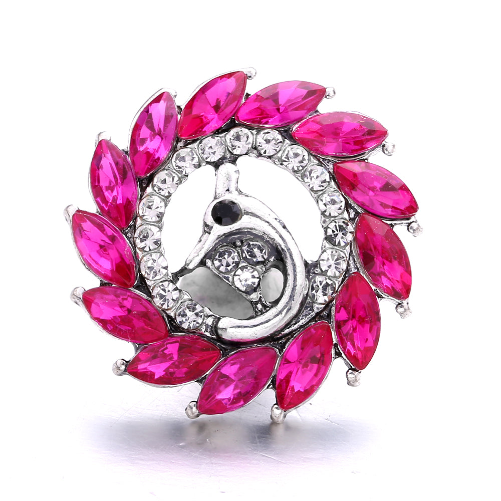 18mm Pink Rhinestone Charm | Vintage Crystal Snap Jewelry Collection