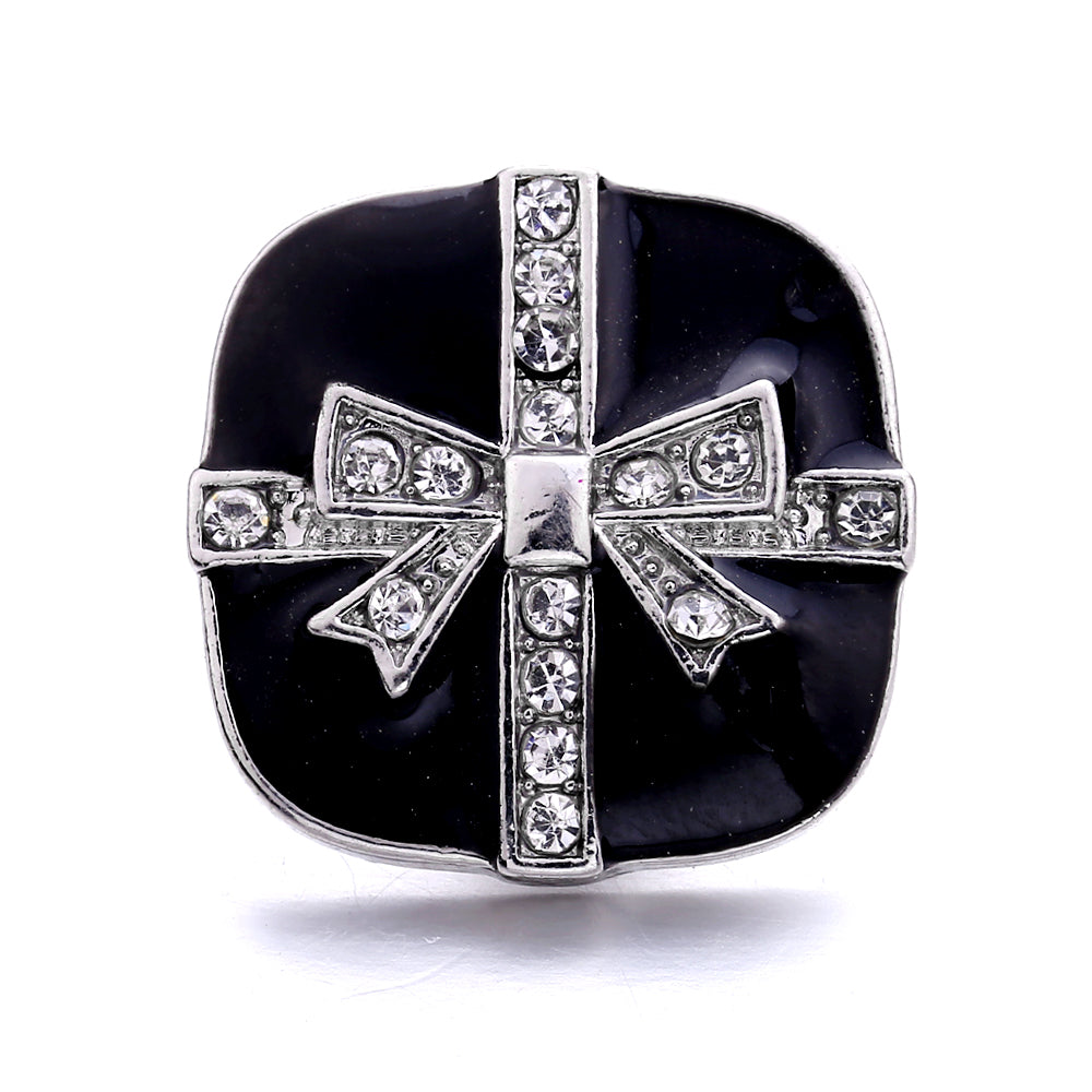 18mm Black Rhinestone Snap Charm | Interchangeable Charm for Bracelet & Necklace