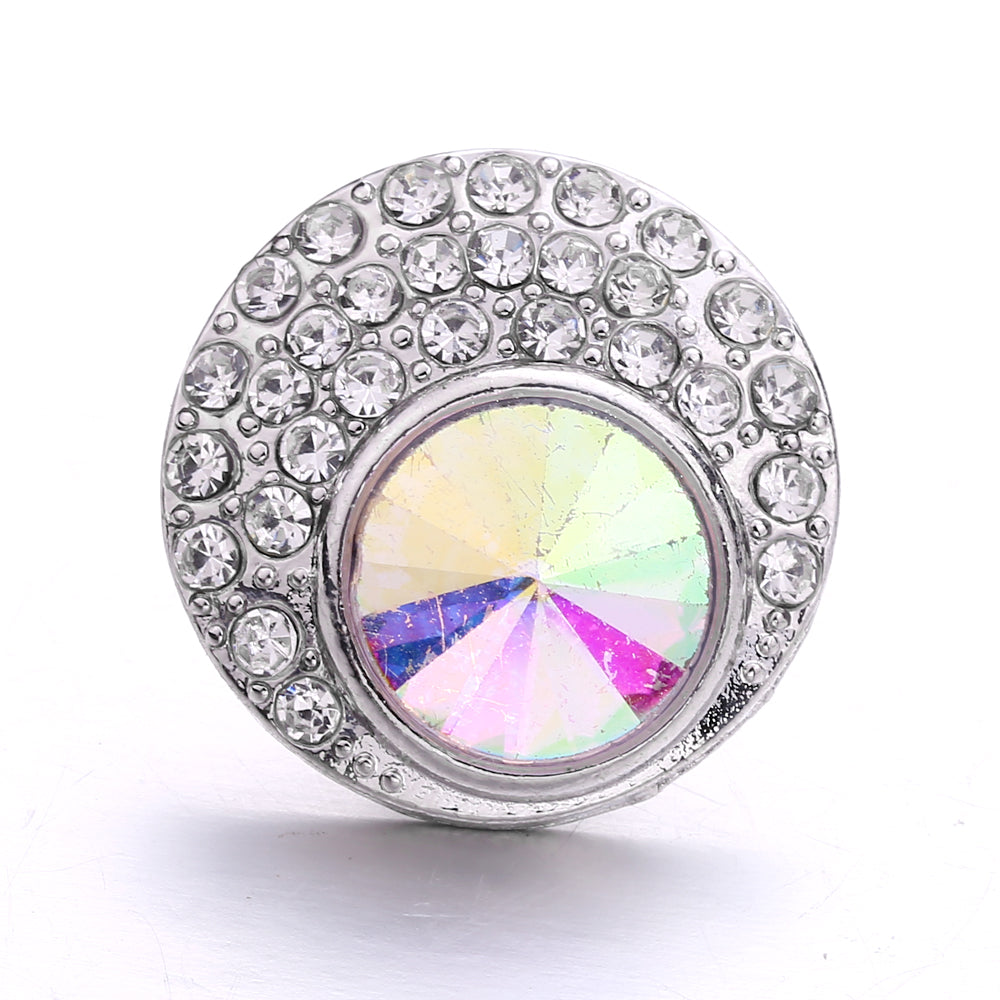 Sparkly Rhinestone Inlaid 18mm Snap Charms Zinc Alloy Charms
