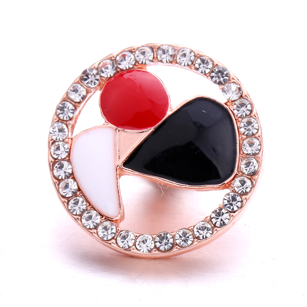 18mm Black Rhinestone Snap Charm | Interchangeable Charm for Bracelet & Necklace