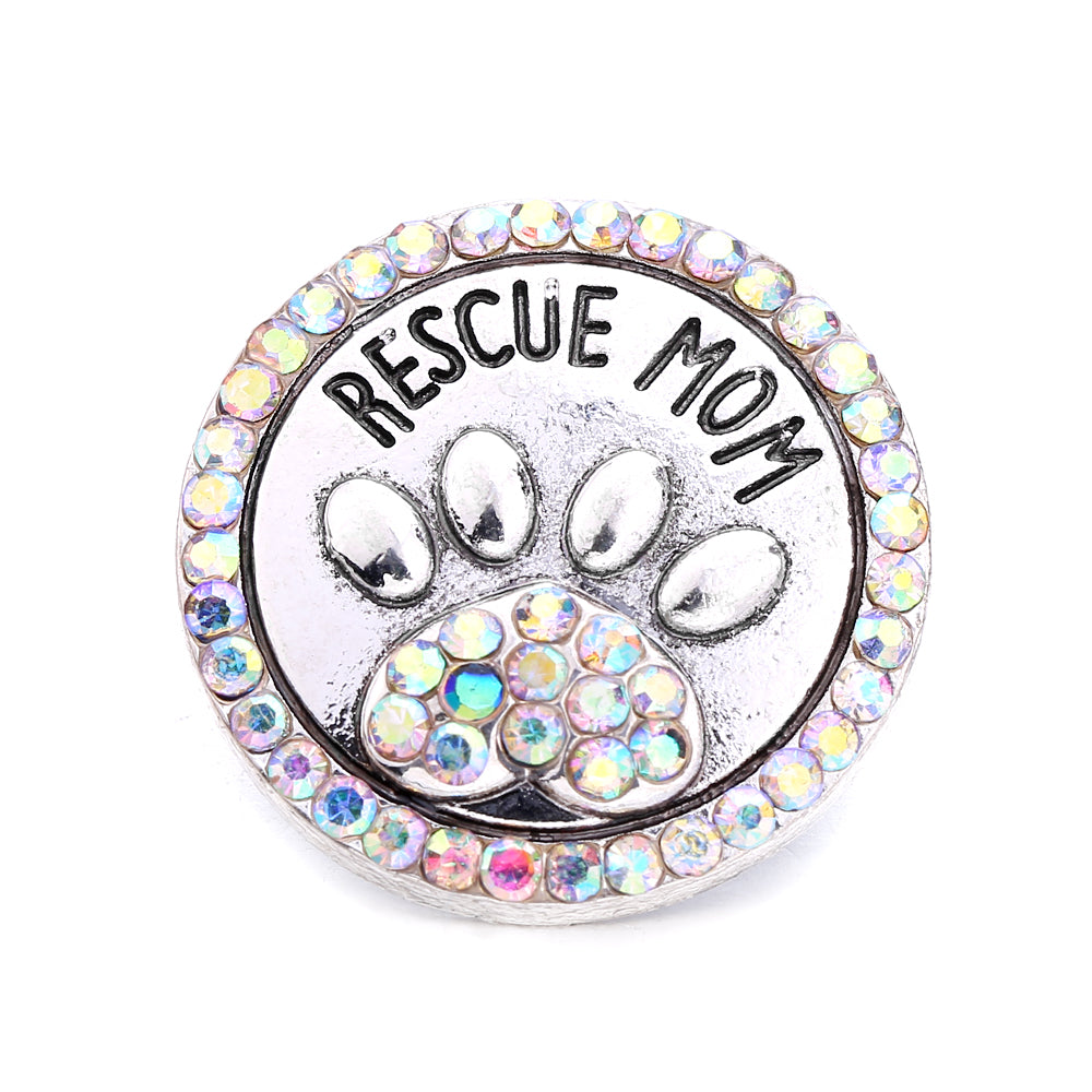 Sparkly Rhinestone Inlaid 18mm Snap Charms Zinc Alloy Charms