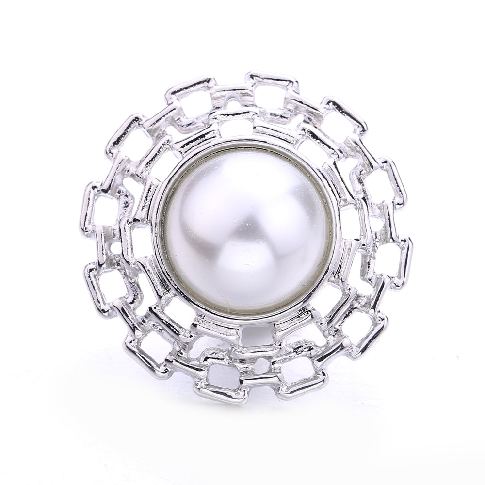 Interchangeable 18mm Pearl Snap Charms with Floral Rhinestone Designs