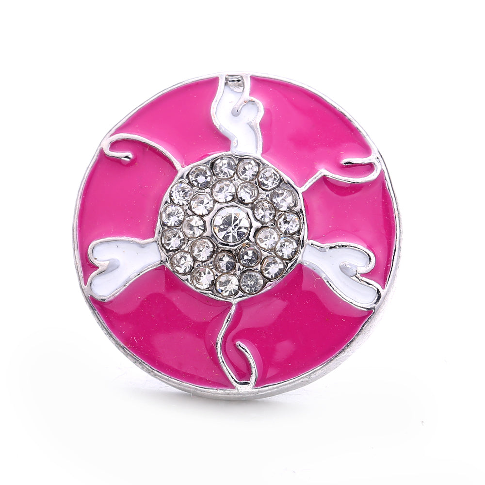 18mm Pink Rhinestone Charm | Vintage Crystal Snap Jewelry Collection