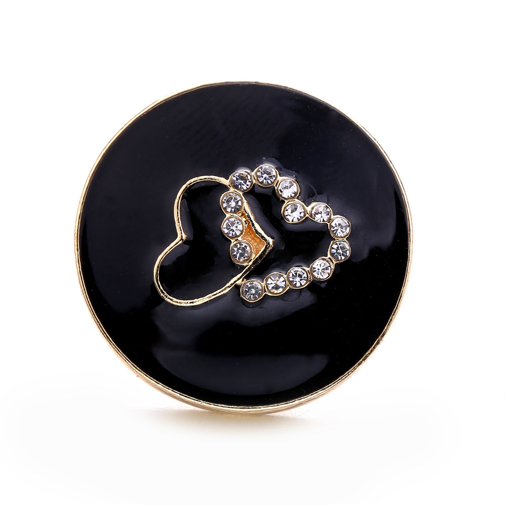 18mm Black Rhinestone Snap Charm | Interchangeable Charm for Bracelet & Necklace