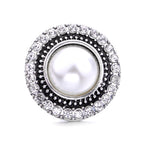 Interchangeable 18mm Pearl Snap Charms with Floral Rhinestone Designs