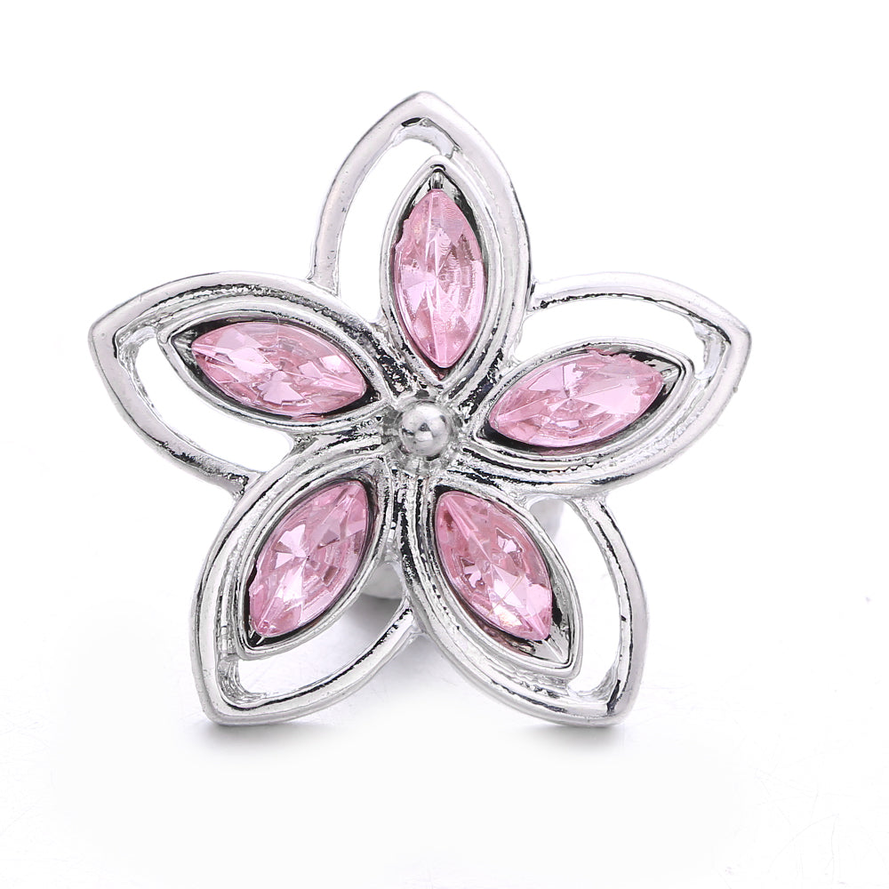 Pink Rhinestone Snap Pendant Necklace for Women – Sparkling Crystal Charm Jewelry