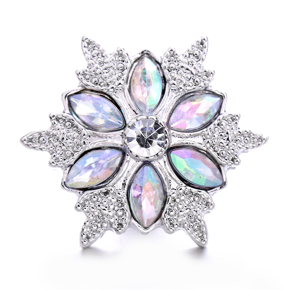 Sparkly Rhinestone Inlaid 18mm Snap Charms Zinc Alloy Charms