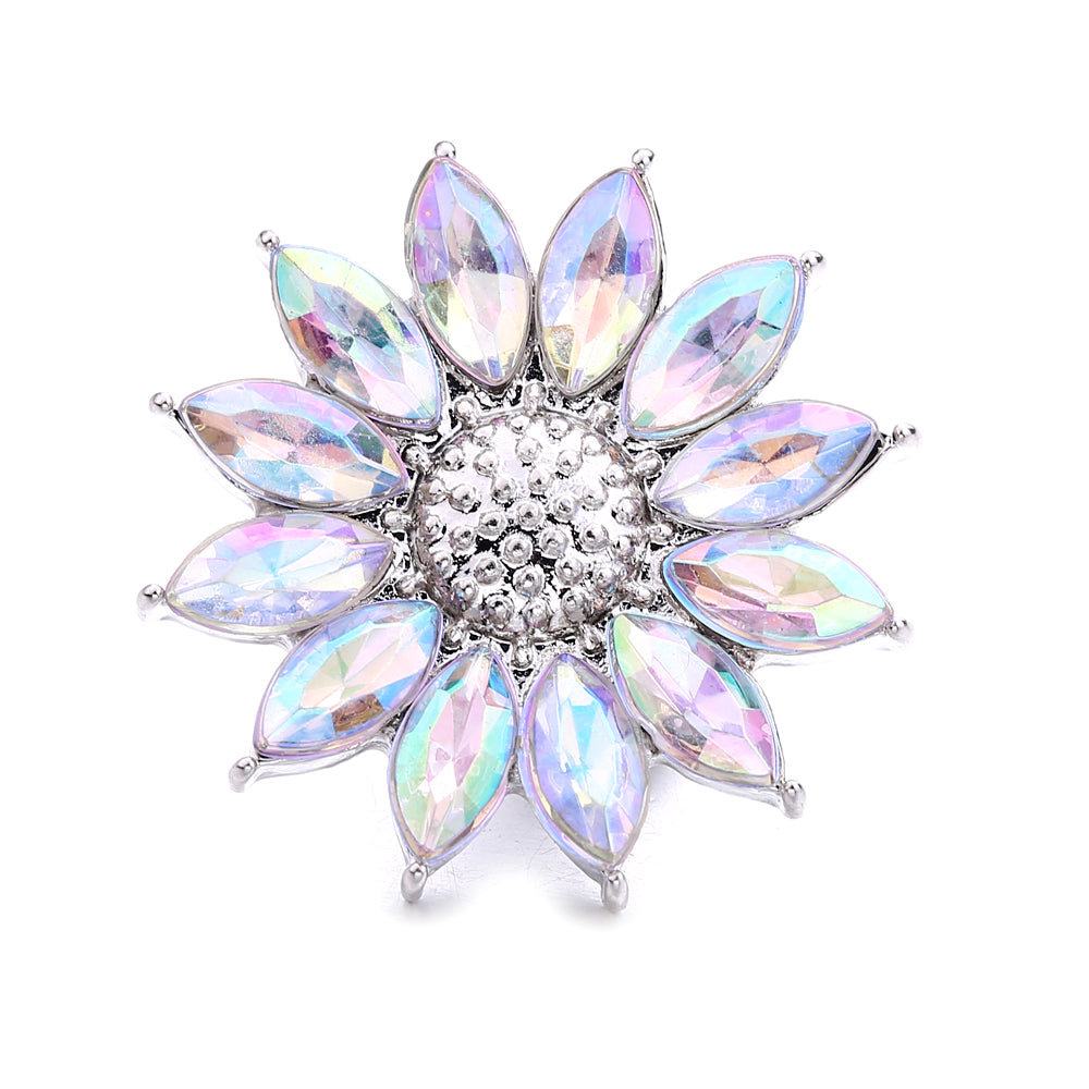 Sparkly Rhinestone Inlaid 18mm Snap Charms Zinc Alloy Charms