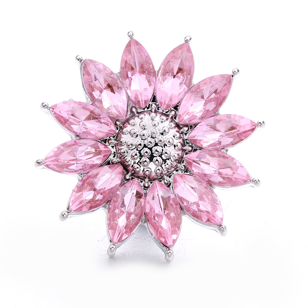 Pink Rhinestone Snap Pendant Necklace for Women – Sparkling Crystal Charm Jewelry
