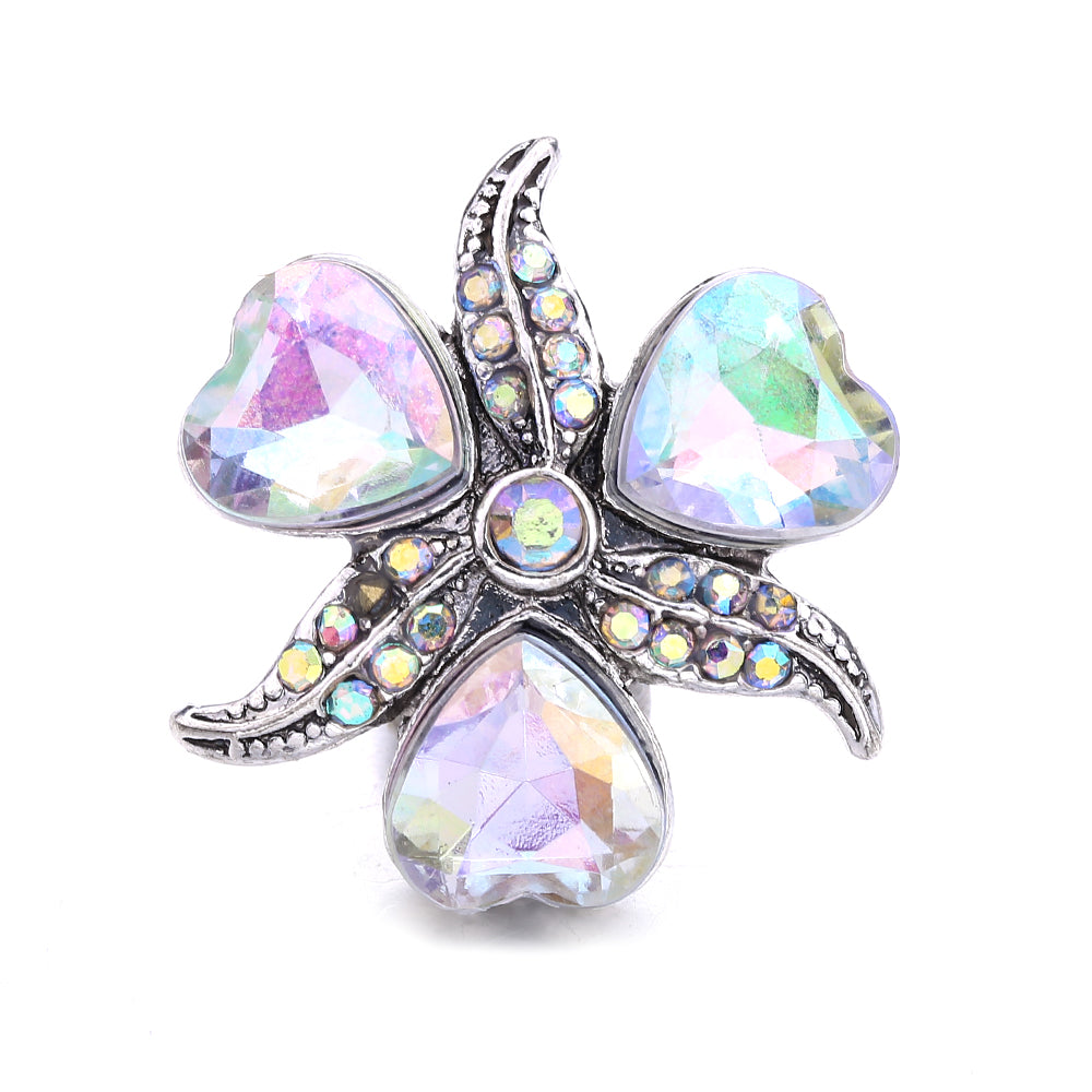 Sparkly Rhinestone Inlaid 18mm Snap Charms Zinc Alloy Charms