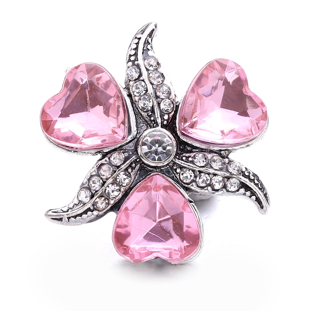 Pink Rhinestone Snap Pendant Necklace for Women – Sparkling Crystal Charm Jewelry