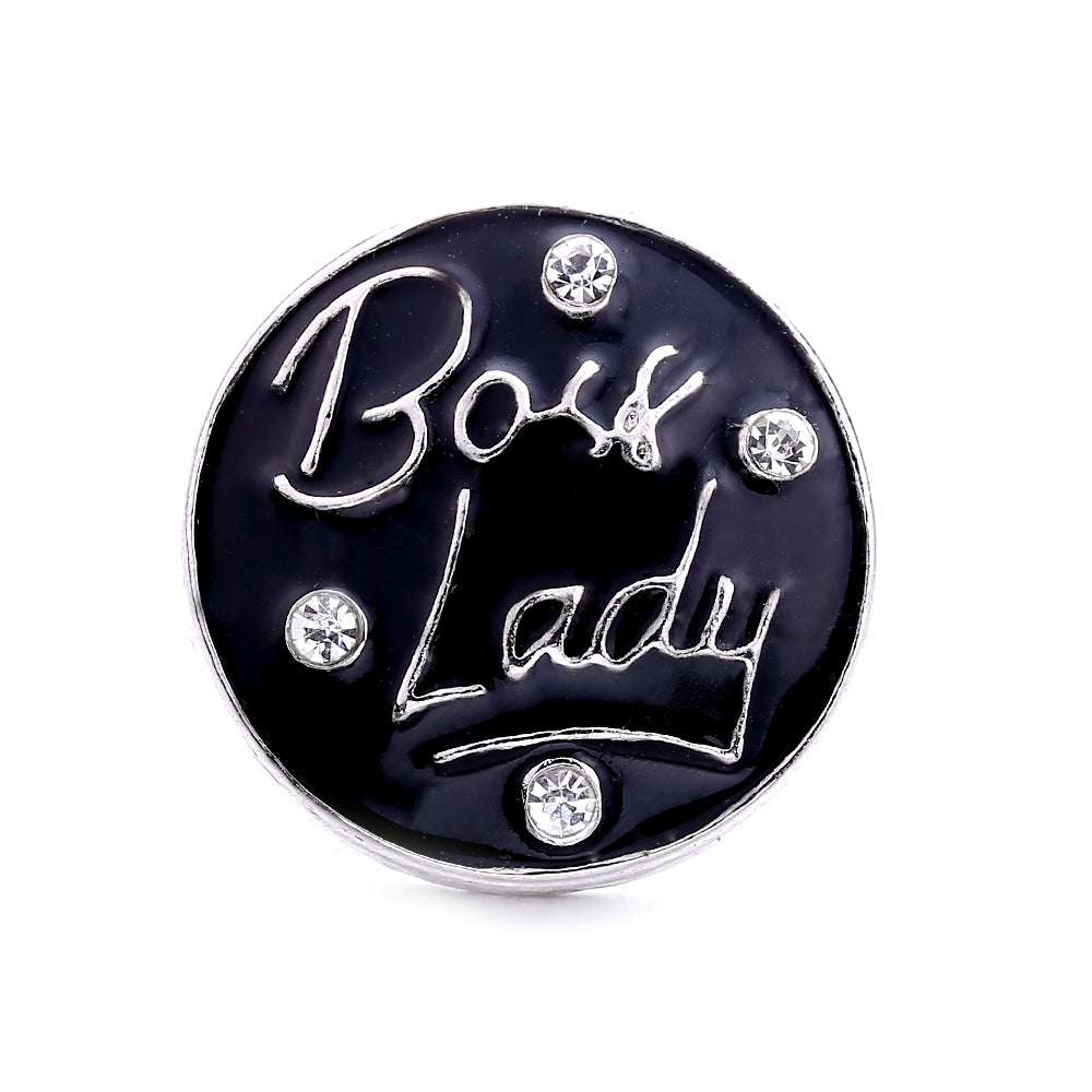 18mm Black Rhinestone Snap Charm | Interchangeable Charm for Bracelet & Necklace
