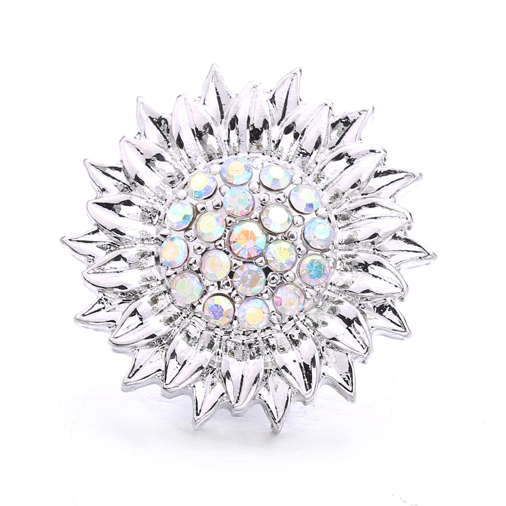 Sparkly Rhinestone Inlaid 18mm Snap Charms Zinc Alloy Charms