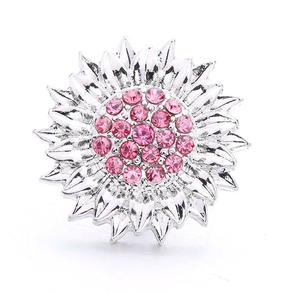 Pink Rhinestone Snap Pendant Necklace for Women – Sparkling Crystal Charm Jewelry