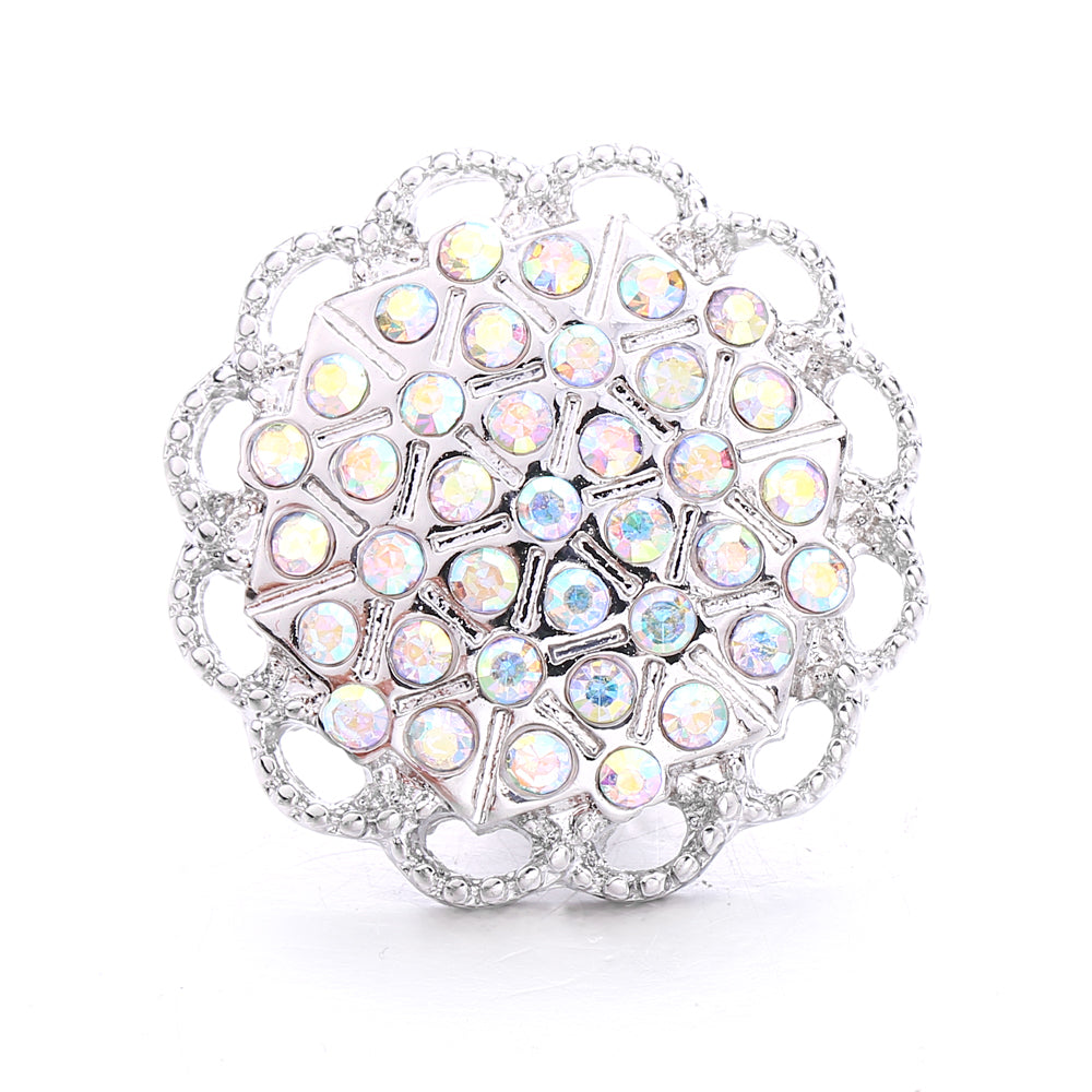 Sparkly Rhinestone Inlaid 18mm Snap Charms Zinc Alloy Charms