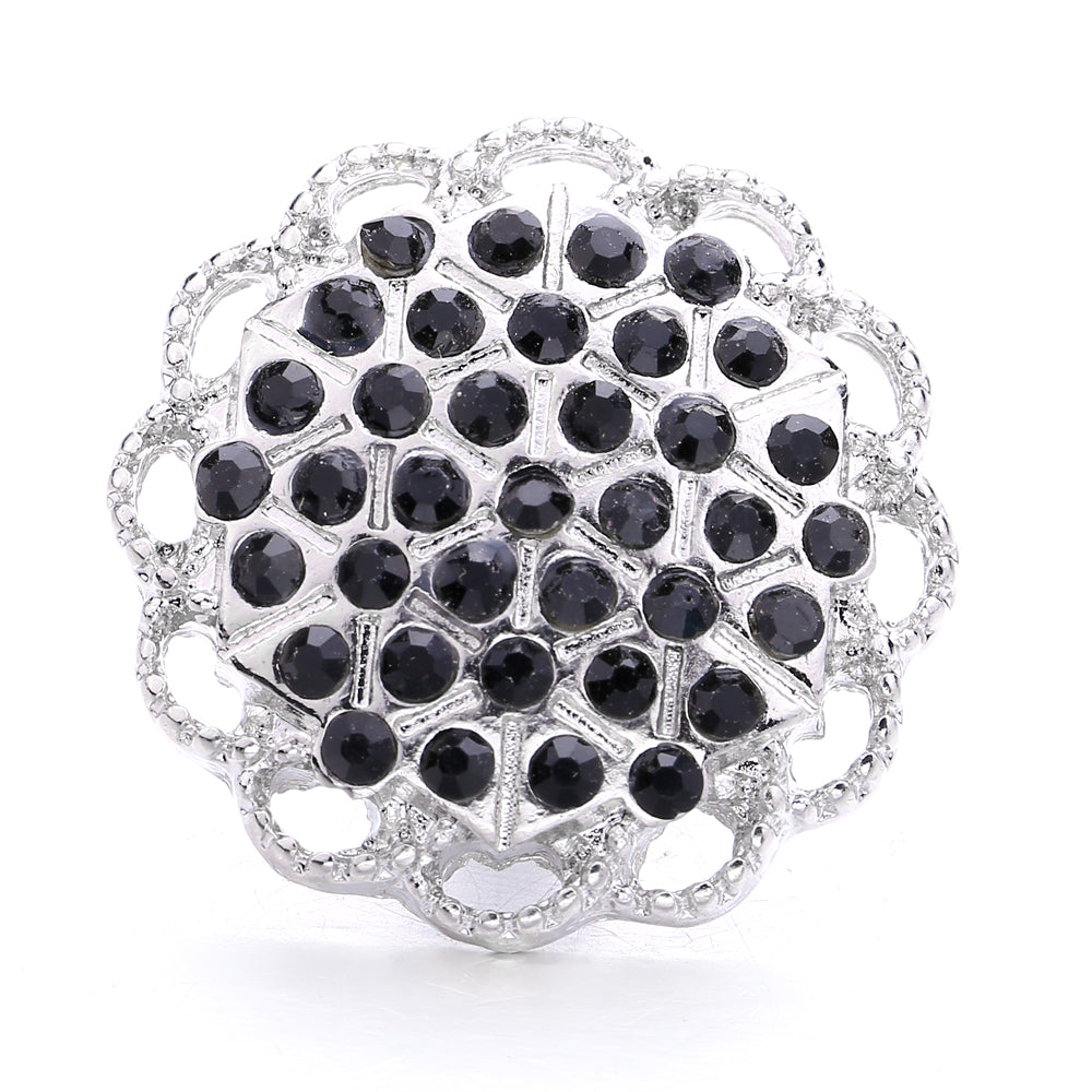 18mm Black Rhinestone Snap Charm | Interchangeable Charm for Bracelet & Necklace
