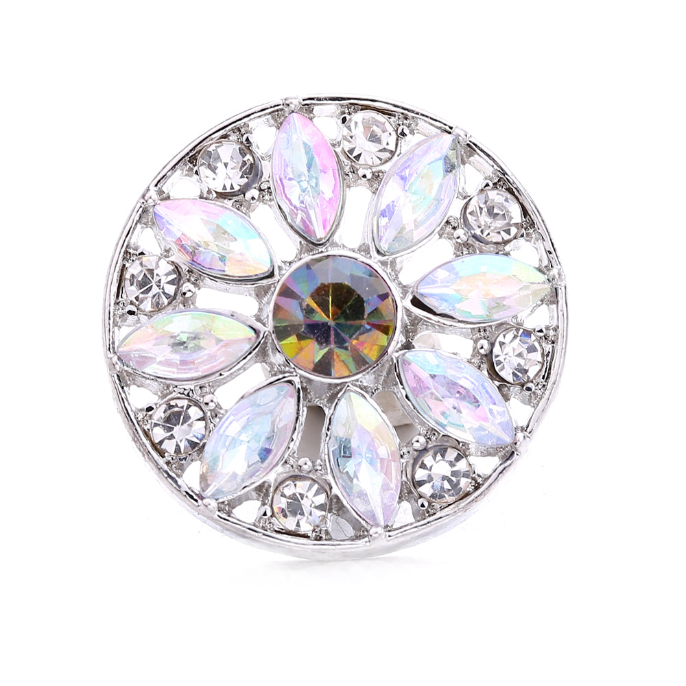 Sparkly Rhinestone Inlaid 18mm Snap Charms Zinc Alloy Charms
