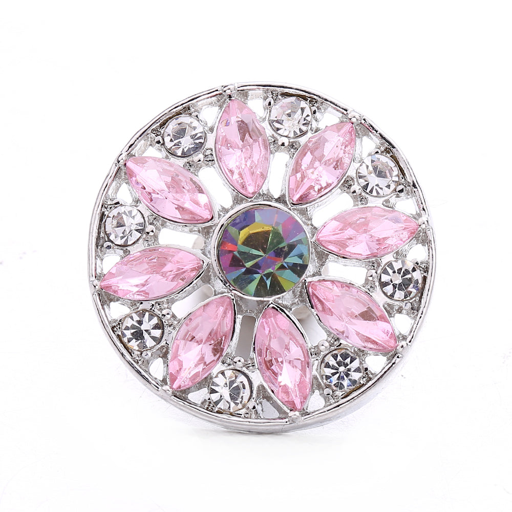 Pink Rhinestone Snap Pendant Necklace for Women – Sparkling Crystal Charm Jewelry