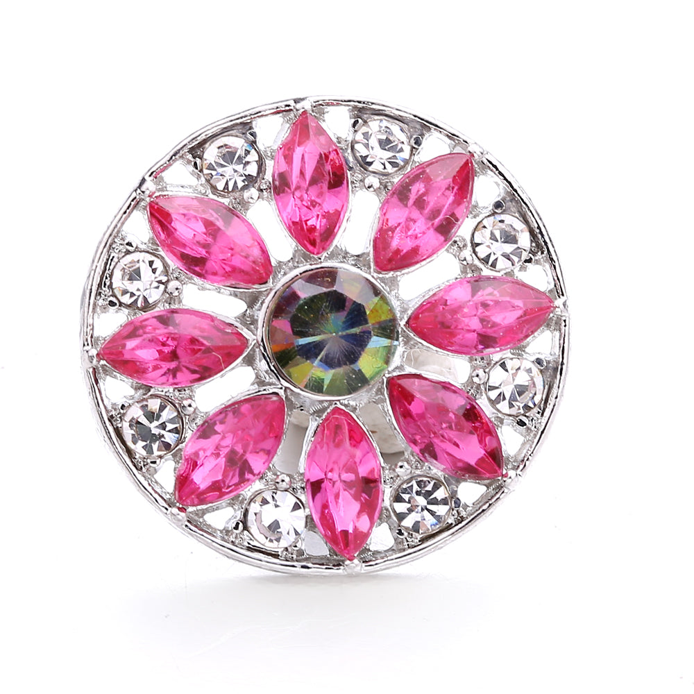 18mm Pink Rhinestone Charm | Vintage Crystal Snap Jewelry Collection