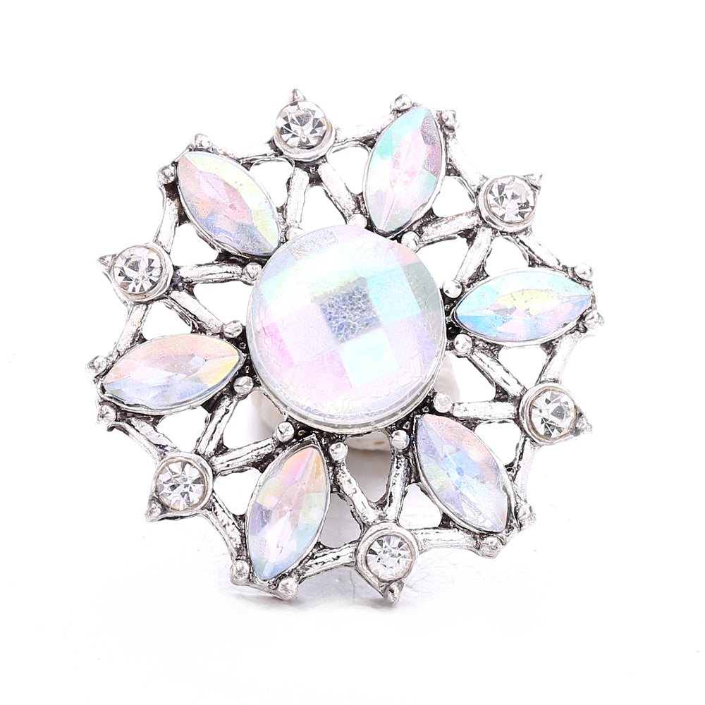 Sparkly Rhinestone Inlaid 18mm Snap Charms Zinc Alloy Charms