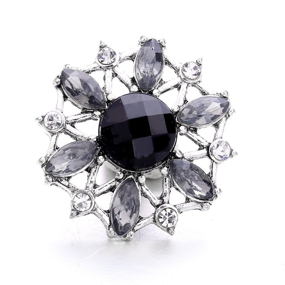 18mm Black Rhinestone Snap Charm | Interchangeable Charm for Bracelet & Necklace