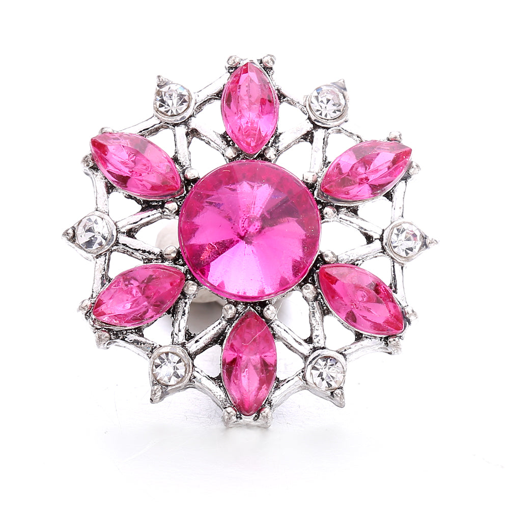 18mm Pink Rhinestone Charm | Vintage Crystal Snap Jewelry Collection