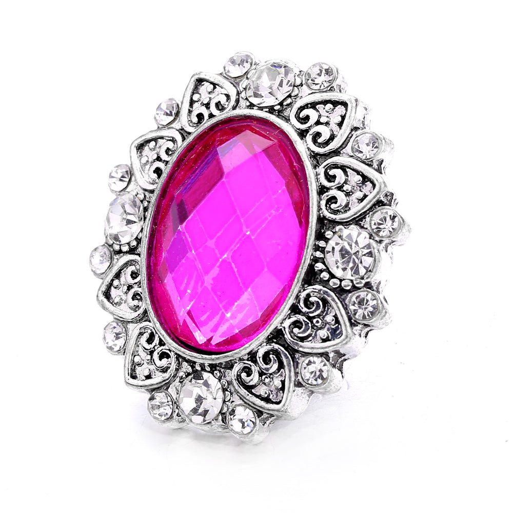 18mm Pink Rhinestone Charm | Vintage Crystal Snap Jewelry Collection