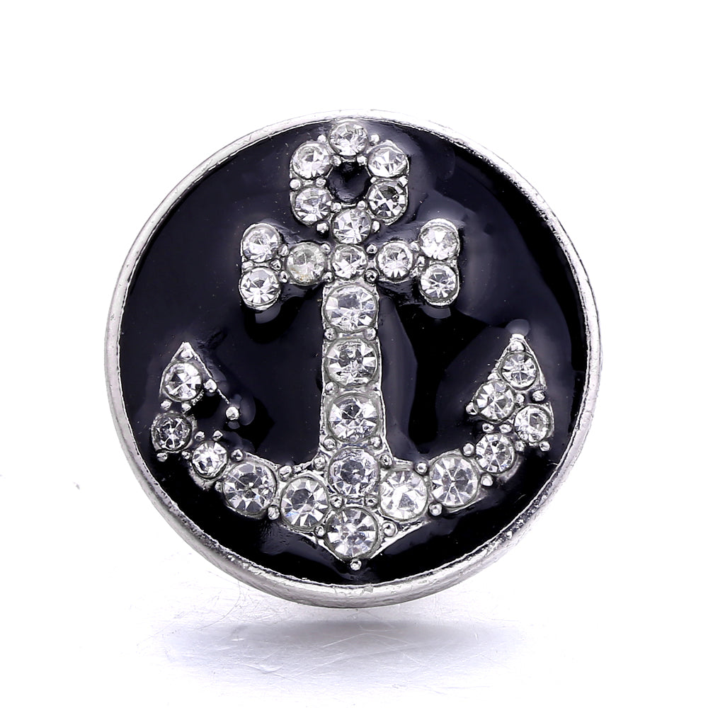 18mm Black Rhinestone Snap Charm | Interchangeable Charm for Bracelet & Necklace