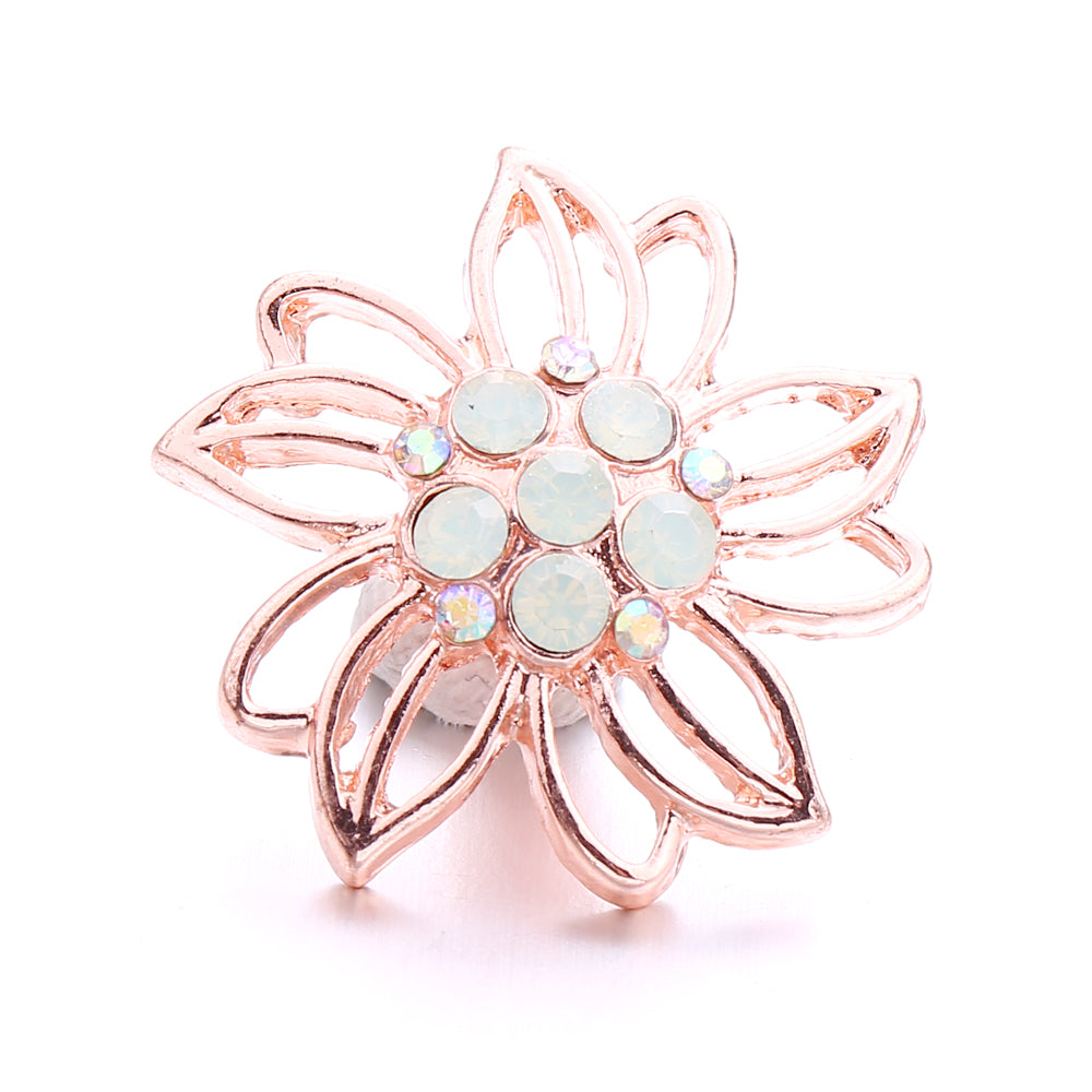 Sparkly Rhinestone Inlaid 18mm Snap Charms Zinc Alloy Charms