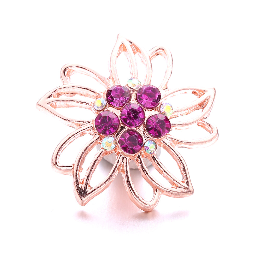 18mm Pink Rhinestone Charm | Vintage Crystal Snap Jewelry Collection