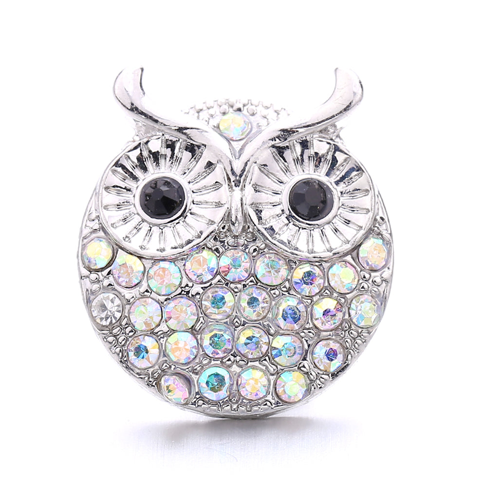 Sparkly Rhinestone Inlaid 18mm Snap Charms Zinc Alloy Charms