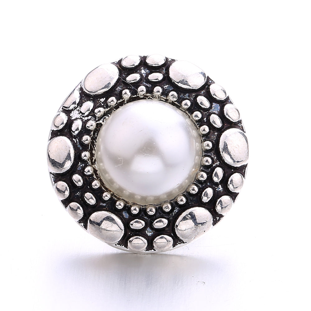 Interchangeable 18mm Pearl Snap Charms with Floral Rhinestone Designs