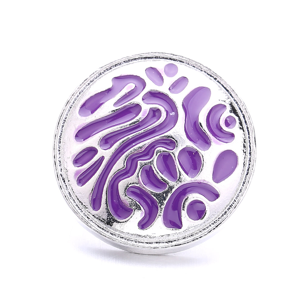18mm Purple Enamel Snap Charms, Interchangeable Snap Jewelry Buttons for Bracelets