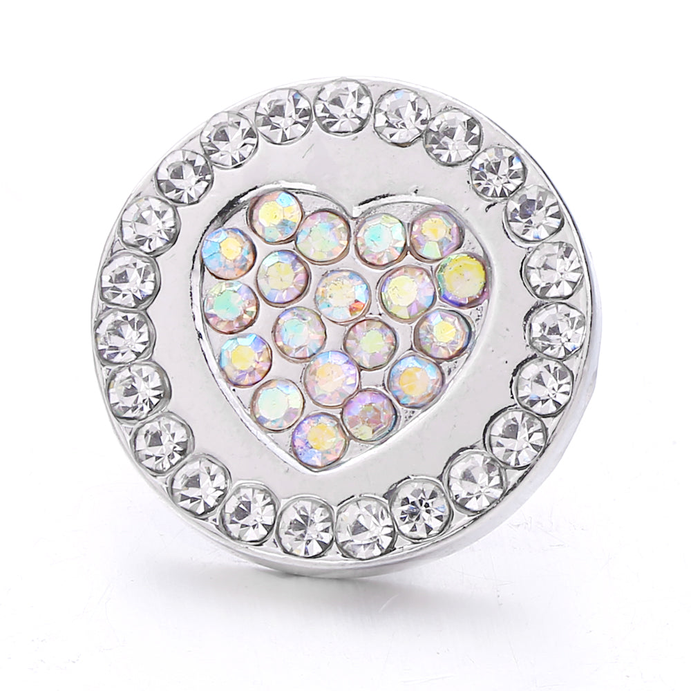 Sparkly Rhinestone Inlaid 18mm Snap Charms Zinc Alloy Charms