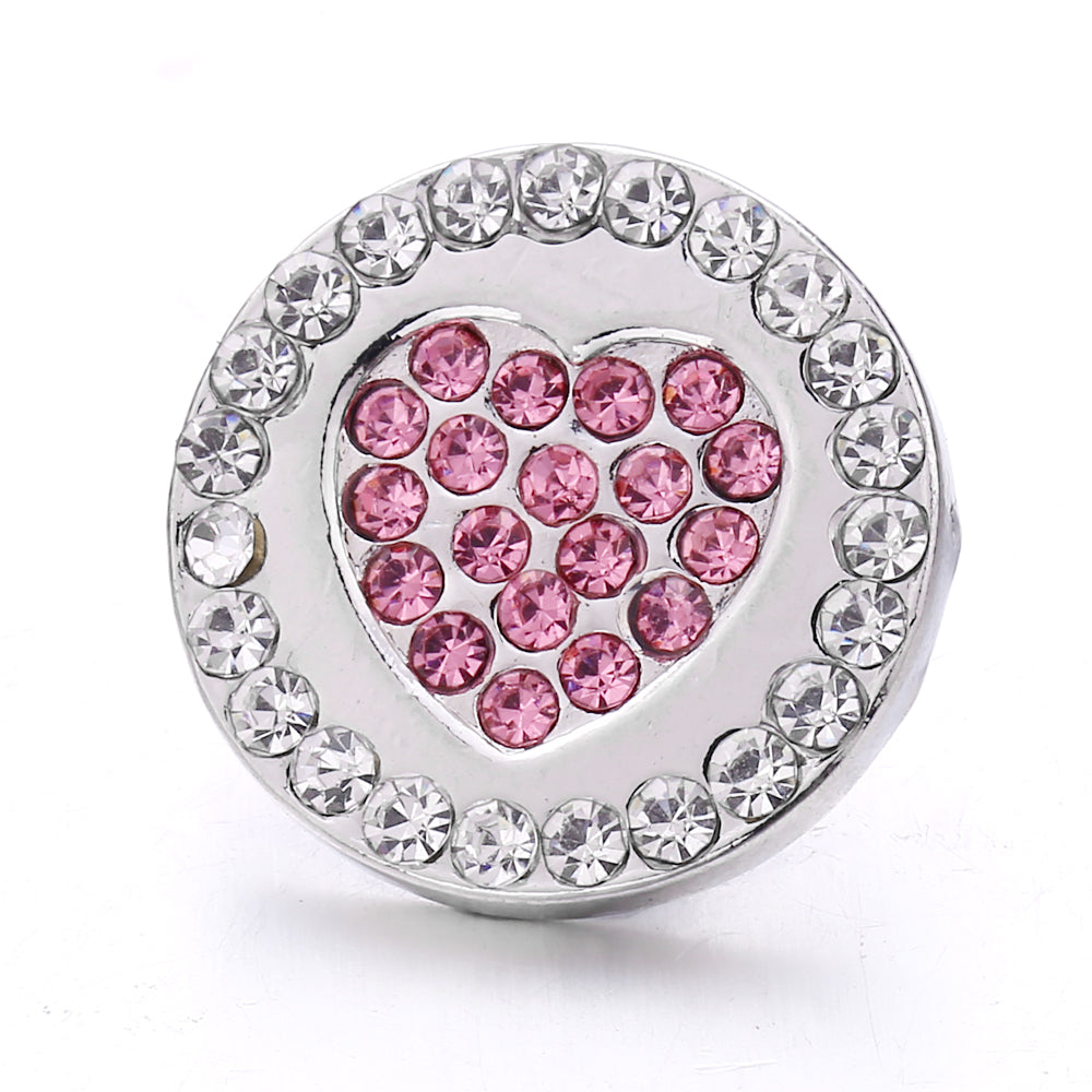 Pink Rhinestone Snap Pendant Necklace for Women – Sparkling Crystal Charm Jewelry
