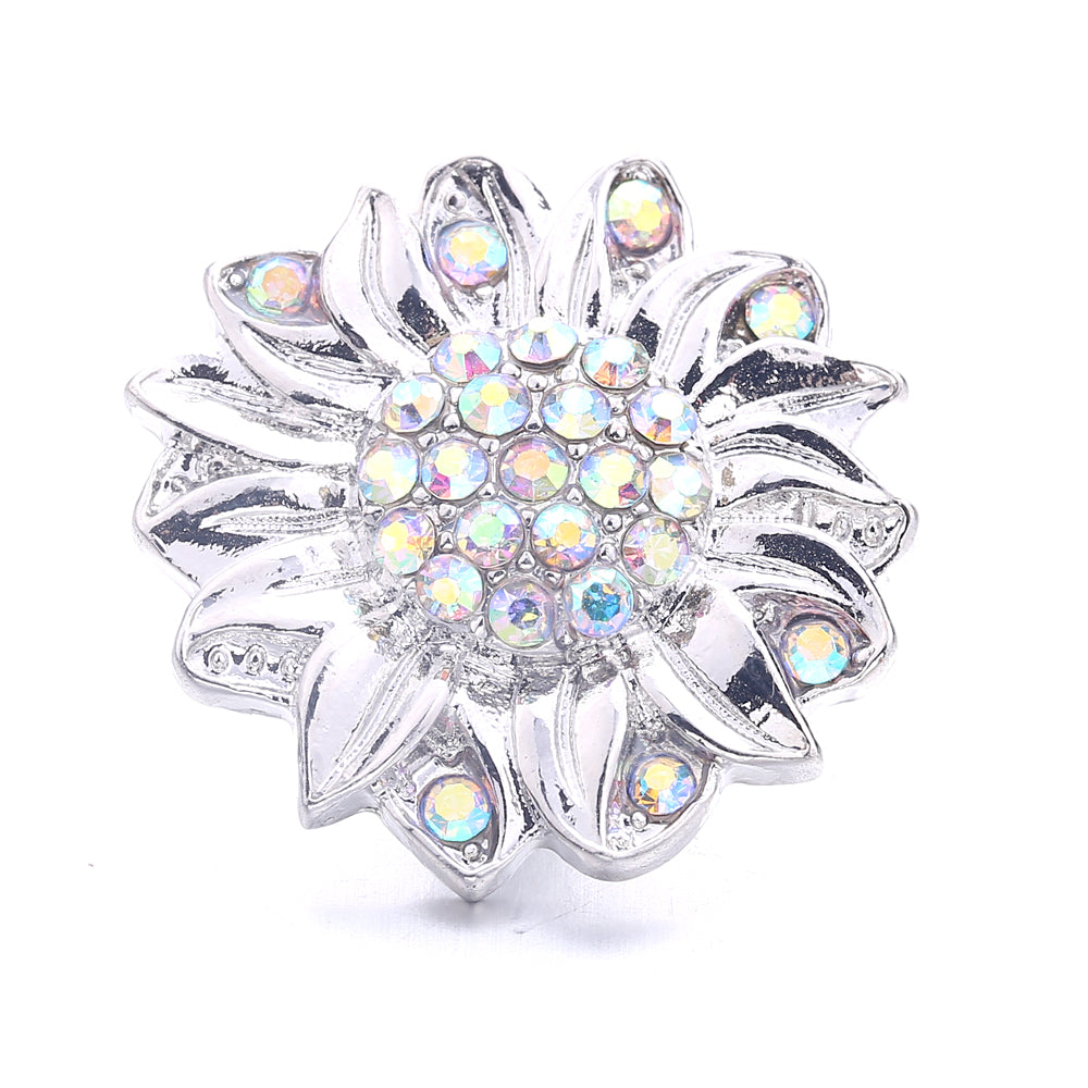 Sparkly Rhinestone Inlaid 18mm Snap Charms Zinc Alloy Charms