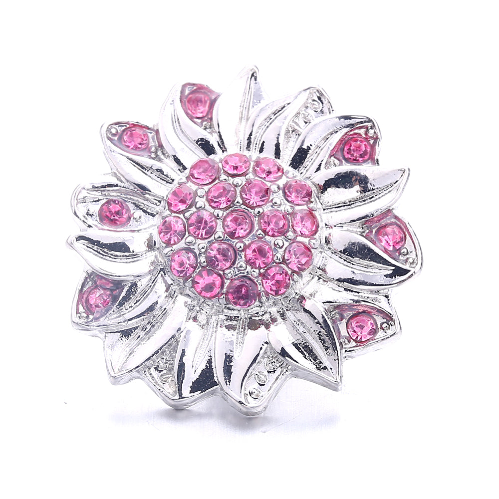 Pink Rhinestone Snap Pendant Necklace for Women – Sparkling Crystal Charm Jewelry