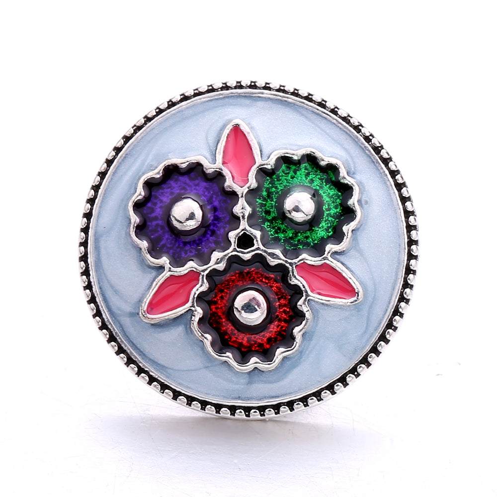 18mm Enamel Snap Button Charms Zinc Alloy Interchangeable DIY Jewelry Accessories