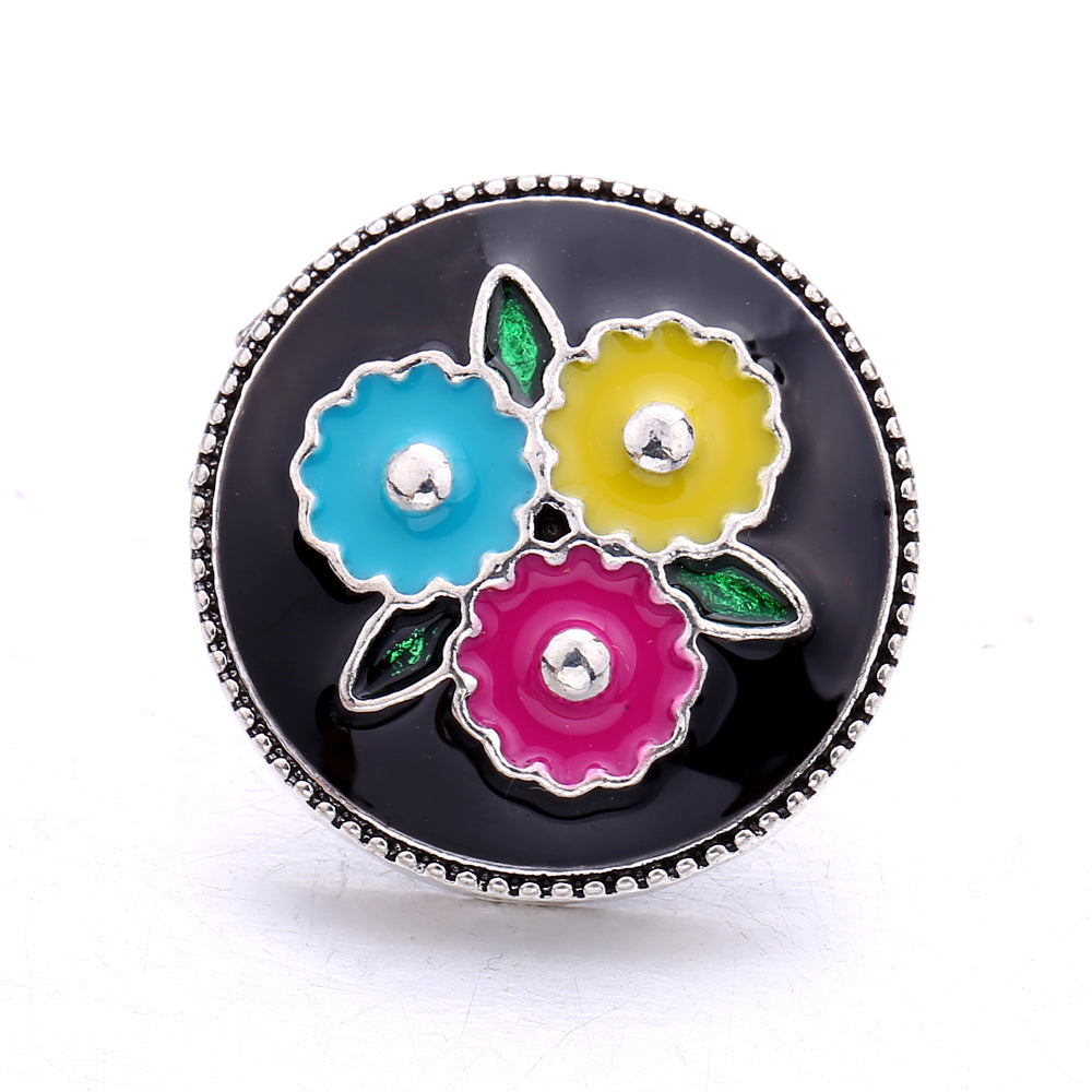 18mm Enamel Snap Button Charms Zinc Alloy Interchangeable DIY Jewelry Accessories