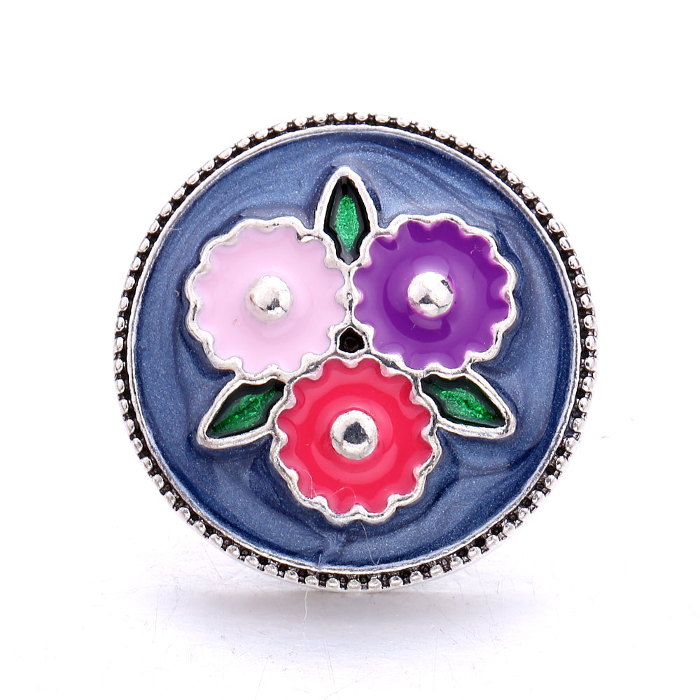 18mm Enamel Snap Button Charms Zinc Alloy Interchangeable DIY Jewelry Accessories