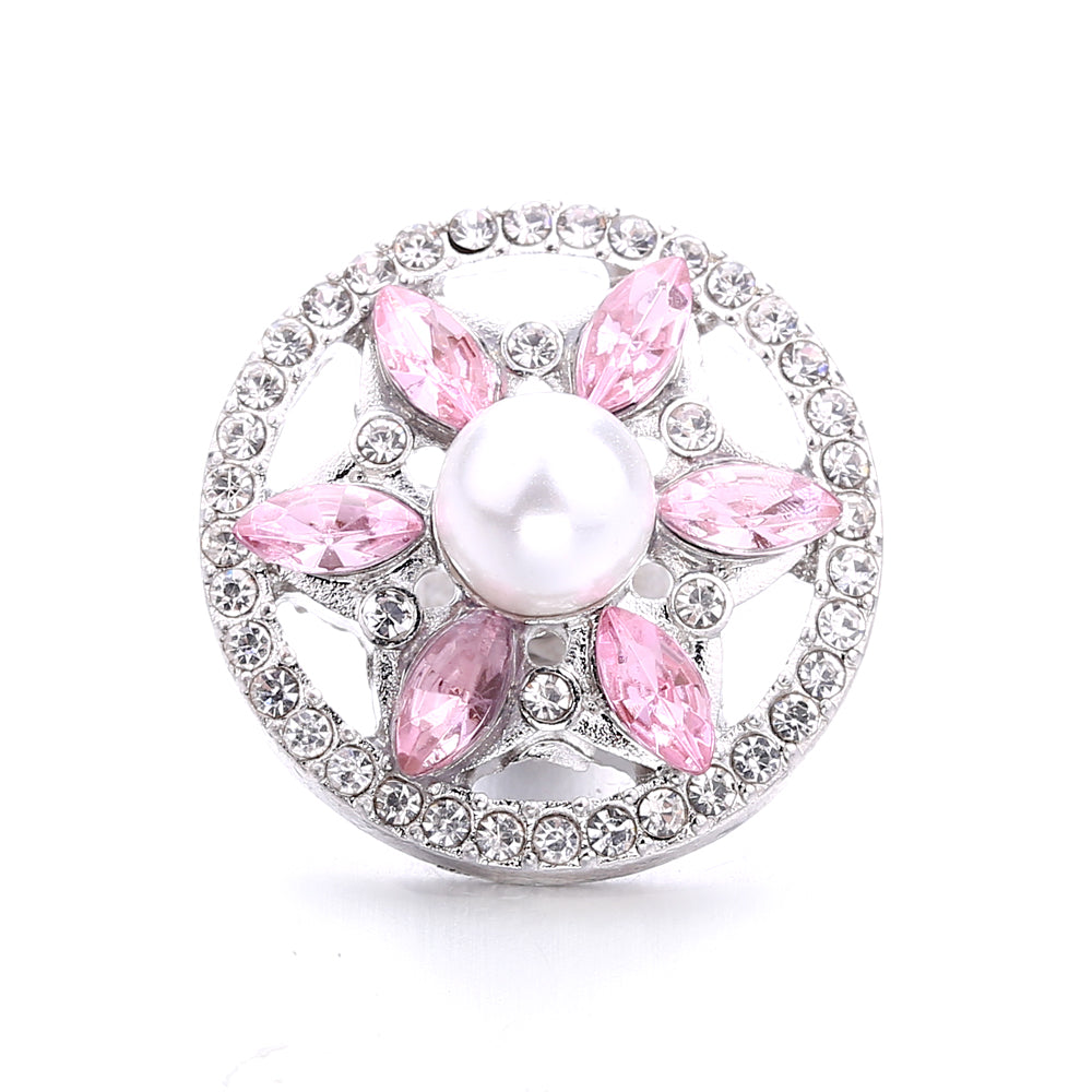 Pink Rhinestone Snap Pendant Necklace for Women – Sparkling Crystal Charm Jewelry