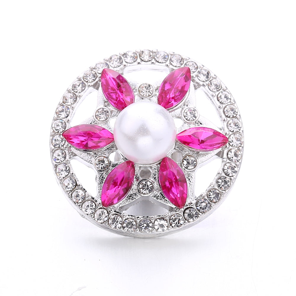 18mm Pink Rhinestone Charm | Vintage Crystal Snap Jewelry Collection