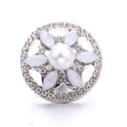 Interchangeable 18mm Pearl Snap Charms with Floral Rhinestone Designs