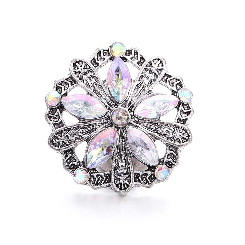 Sparkly Rhinestone Inlaid 18mm Snap Charms Zinc Alloy Charms