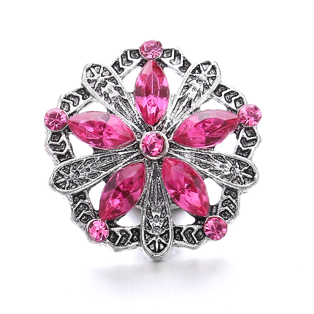 18mm Pink Rhinestone Charm | Vintage Crystal Snap Jewelry Collection