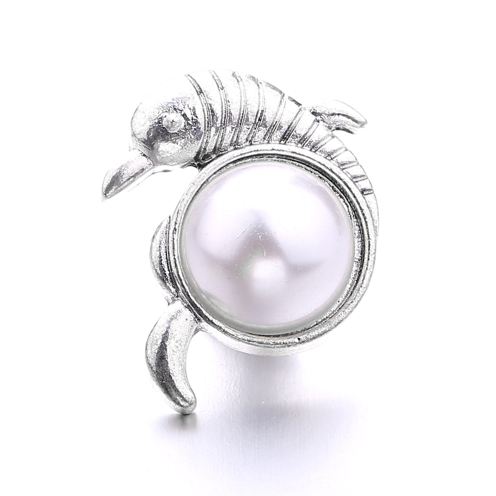Interchangeable 18mm Pearl Snap Charms with Floral Rhinestone Designs